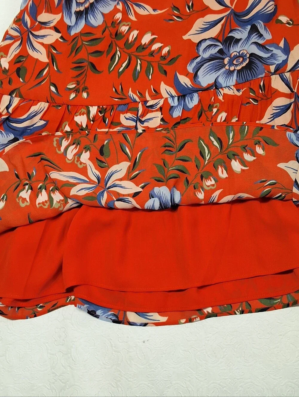 Ann Taylor Loft Women's Tangerine Floral Tiered Flippy Lined Skirt Size 4